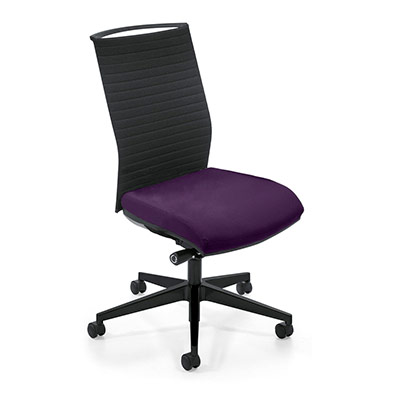 Sige de bureau  roulettes Attitud' - dossier matelass - assise tissu prune - synchrone ergonomique - pitement nylon noir