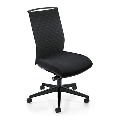 Sige de bureau  roulettes Attitud' - dossier matelass - assise tissu noir - synchrone ergonomique - pitement nylon noir