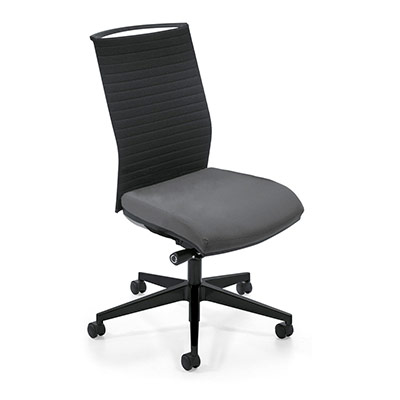 Sige de bureau  roulettes Attitud' - dossier matelass - assise tissu gris - synchrone ergonomique - pitement nylon noir