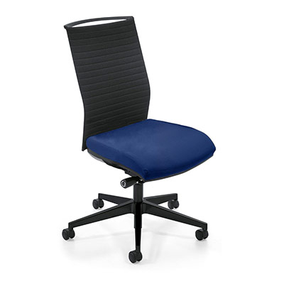 Sige de bureau  roulettes Attitud' - dossier matelass - assise tissu bleu cobalt - synchrone ergonomique - pitement nylon noir