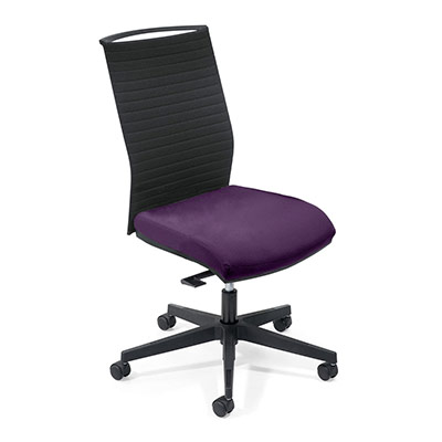 Sige de bureau  roulettes Attitud' - dossier matelass - assise tissu prune - mcanisme synchrone - pitement nylon noir
