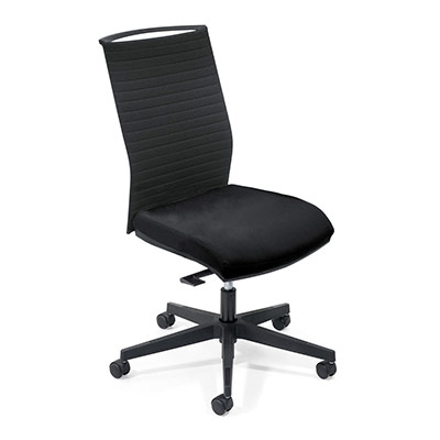 Sige de bureau  roulettes Attitud' - dossier matelass - assise tissu noir - mcanisme synchrone - pitement nylon noir