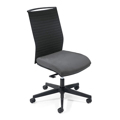 Sige de bureau  roulettes Attitud' - dossier matelass - assise tissu gris - mcanisme synchrone - pitement nylon noir