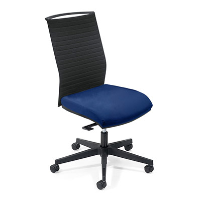 Sige de bureau  roulettes Attitud' - dossier matelass - assise tissu bleu cobalt - mcanisme synchrone - pitement nylon noir