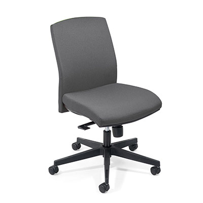 Sige de bureau  roulettes Attitud' - assise et dossier tissu gris - mcanisme synchrone - pitement nylon noir