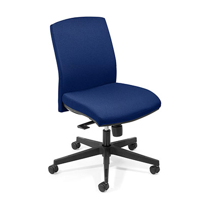 Sige de bureau  roulettes Attitud' - assise et dossier tissu bleu cobalt - mcanisme synchrone - pitement nylon noir