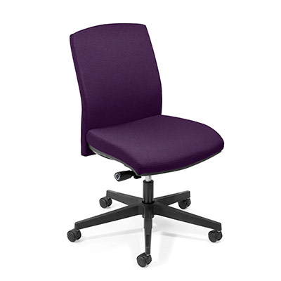 Sige de bureau  roulettes Attitud' - assise et dossier tissu prune - synchrone ergonomique - pitement nylon noir