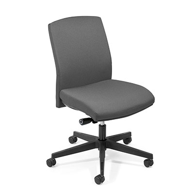 Sige de bureau  roulettes Attitud' - assise et dossier tissu gris - synchrone ergonomique - pitement nylon noir