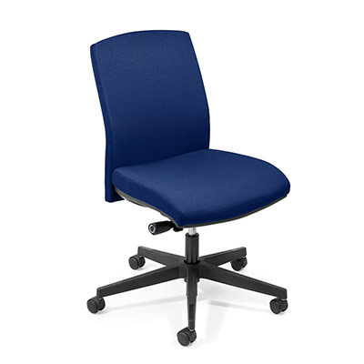 Sige de bureau  roulettes Attitud' - assise et dossier tissu bleu cobalt - synchrone ergonomique - pitement nylon noir