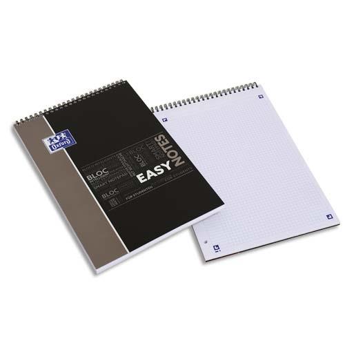 Bloc de bureau Oxford Easy Note - spiral - couverture polypro - 160 pages - petits carreaux - 21 x 31,5 cm