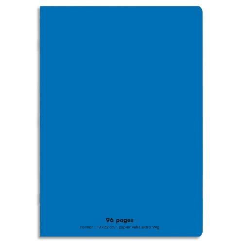 Cahier co - piqu - couverture polypro - 96 pages - 17x22 cm - 90g - grands carreaux - bleu