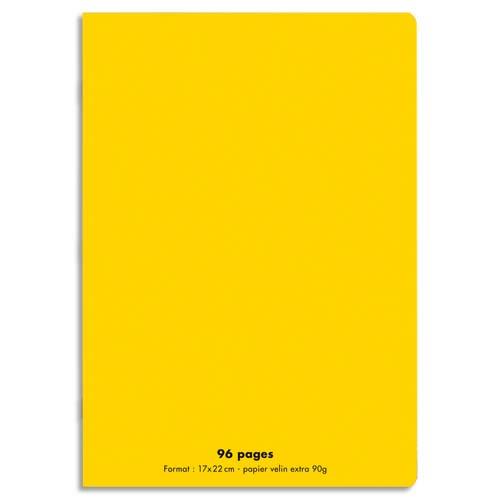 Cahier co - piqu - couverture polypro - 96 pages - 17x22 cm - grands carreaux - jaune
