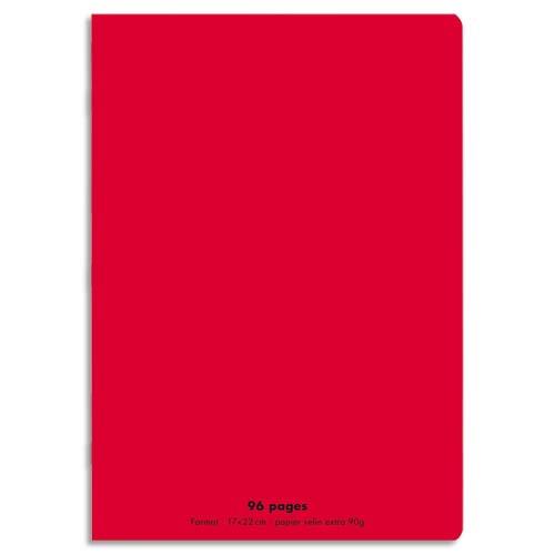 Cahier co - piqu - couverture polypro - 96 pages - 17x22 cm - grands carreaux - rouge