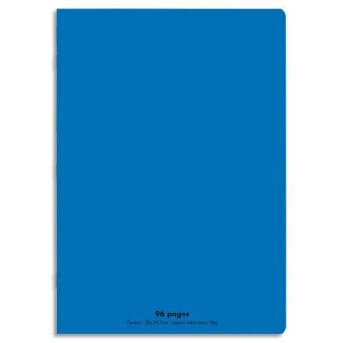 Cahier co - piqu - couverture polypro - 96 pages - 17x22 cm - grands carreaux - bleu
