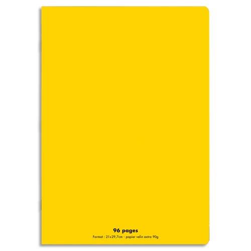 Cahier co - piqu - couverture polypro - 96 pages - 21x29,7 cm - grands carreaux - jaune