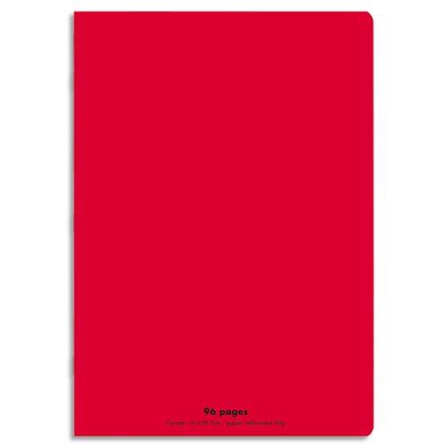 Cahier co - piqu - couverture polypro - 96 pages - 21x29,7 cm - grands carreaux - rouge