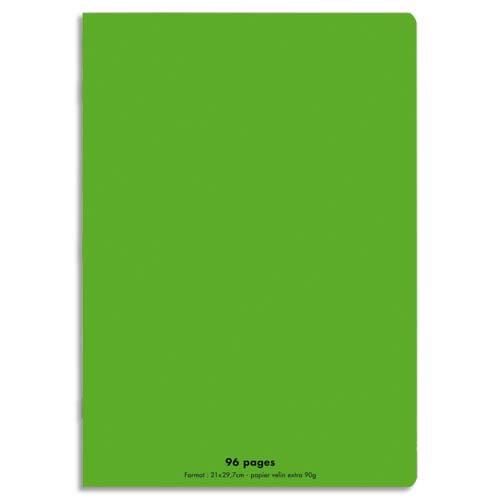 Cahier co - piqu - couverture polypro - 96 pages - 21x29,7 cm - grands carreaux - vert