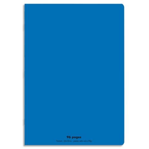 Cahier co - piqu - couverture polypro - 96 pages - 24x32 cm - grands carreaux - bleu