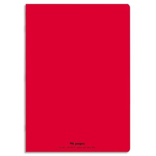 Cahier co - piqu - couverture polypro - 96 pages - 24x32 cm - grands carreaux - rouge