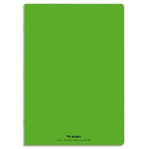 Cahier co - piqu - couverture polypro - 96 pages - 24x32 cm - grands carreaux - vert
