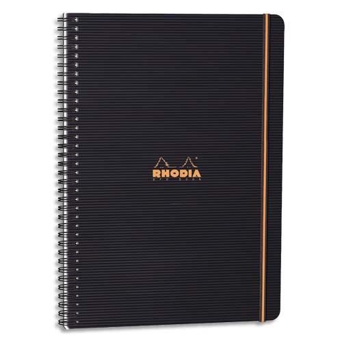 RHODIA Cahier PROBOOK spirale couverture Noire PP 22,5x29,7cm 160 pages 5x5 perfores 4 trous
