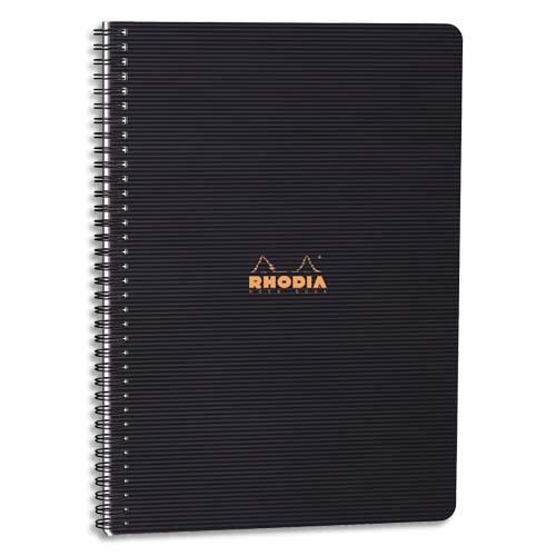 Cahier MEETINGBOOK Rhodia spirale - 16x21cm - 160 pages pr-imprimes - noire polypro