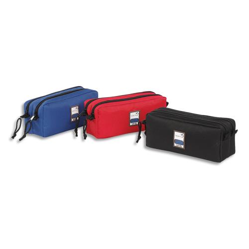 Trousse rectangle Viquel Teknik - 2 compartiments - 22 x 9 x 7cm - nylon assortis : rouge, noir, marine