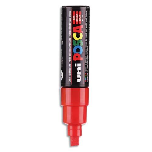 Marqueur peinture  l'eau Posca PC-8K - pointe biseaute acrylique large 8 mm - rouge