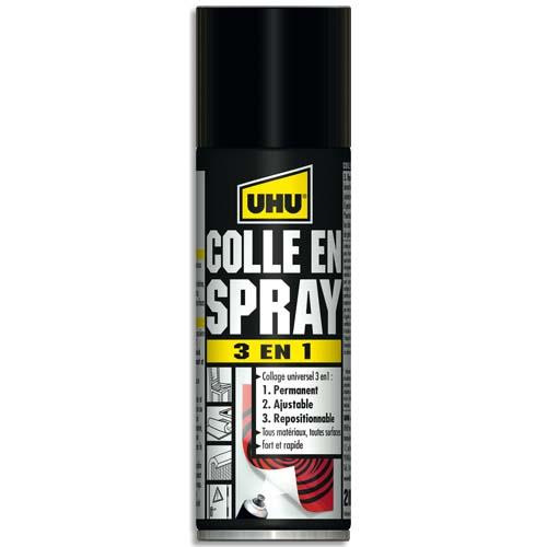 Colle universelle 3 en 1 UHU en spray - permanent - ajustable - repositionnable - 200ml