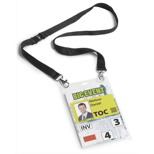 Porte badge format A6 Durable - avec lacet textile noir - bo�te de 10