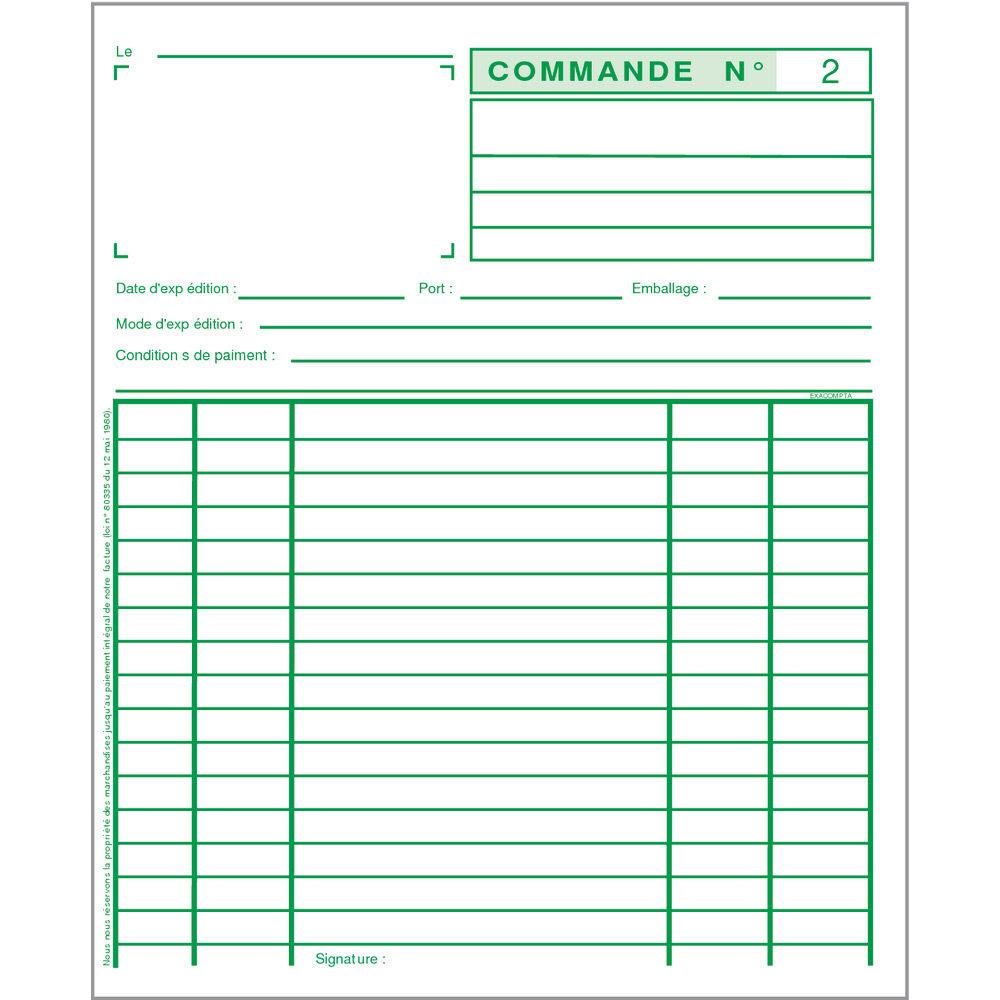 Carnet de commandes Manifold, 50 feuilles autocopiantes, sans carbone, portrait, 180 x 210 mm (bloc 50 feuilles)