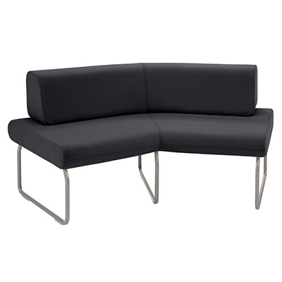 Chauffeuse 2 places Salsa avec dossier - angle  45 degrs - tissus gris orage - pitement gris alu