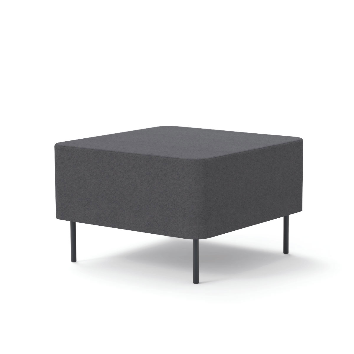 Assise 1 place Zlie L. 67 x H. 43 cm sans dossier tissu Bonda gris orage sur 4 pieds tubes fixes D.20 mm mtal structur gris anthracite