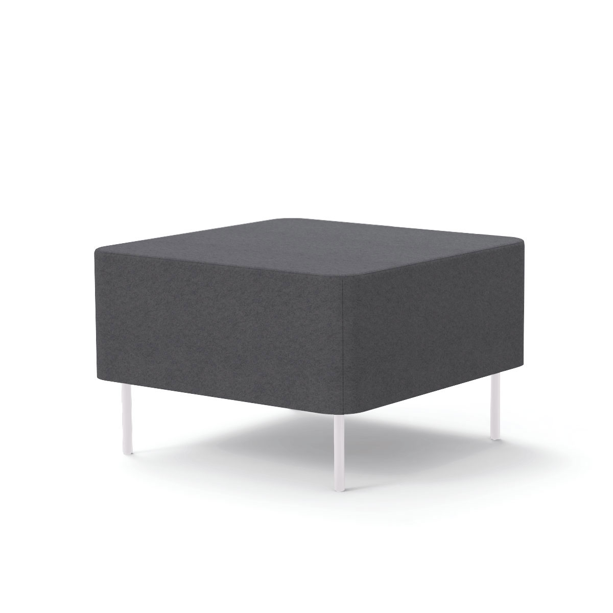 Assise 1 place Zlie L. 67 x H. 43 cm sans dossier tissu Bonda gris orage sur 4 pieds tubes fixes D.20 mm mtal structur blanc