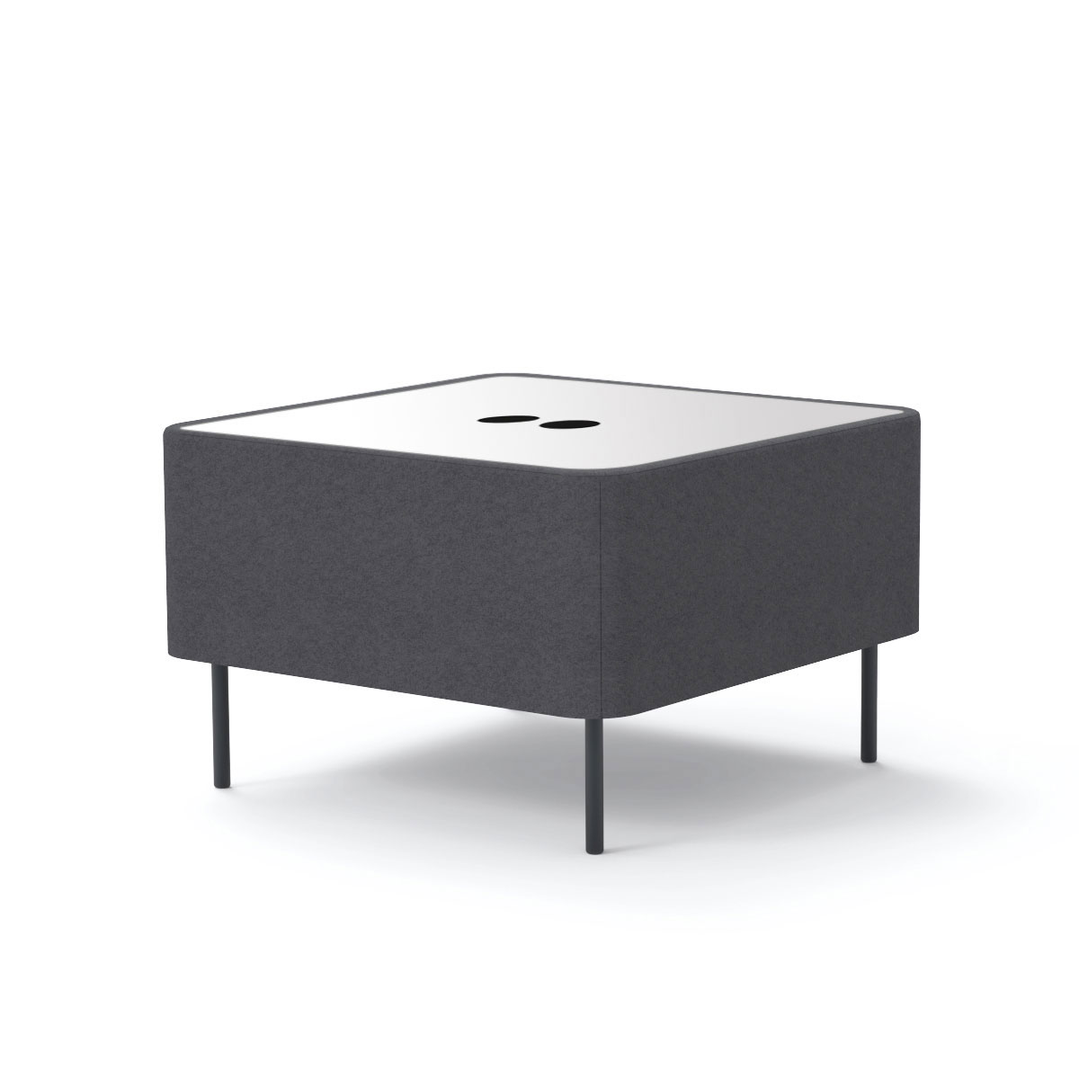 Module plateau perc pour lectrification Zlie L. 67 x H. 43 cm sans dossier tissu Bonda gris orage sur 4 pieds tubes fixes D.20 mm mtal structur gris anthracite