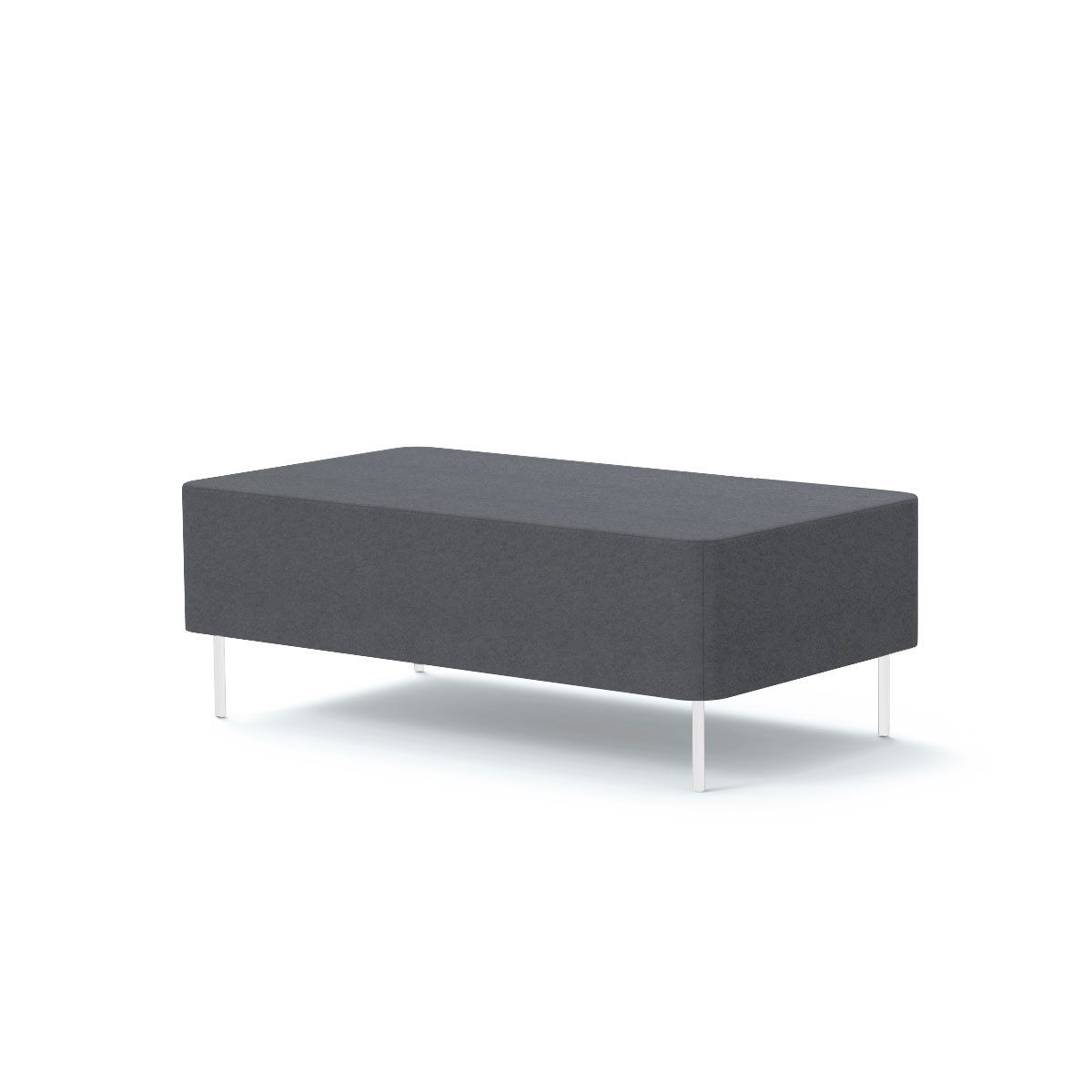 Assise 2 places Zlie L. 120 x H. 43 cm sans dossier tissu Bonda gris orage sur 4 pieds tubes fixes D.20 mm mtal structur gris anthracite
