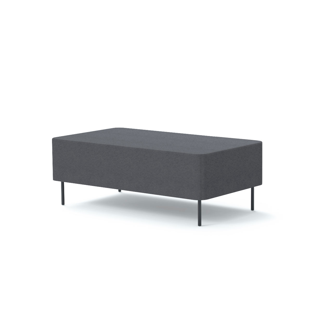 Assise 2 places Zlie L. 120 x H. 43 cm sans dossier tissu Bonda gris orage sur 4 pieds tubes fixes D.20 mm mtal structur blanc