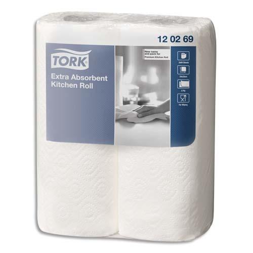 Essuie tout Tork Premium  - 120269 - 2 plis pure ouate - 64 formats - agr contact alimentaire - lot de 2 rouleaux