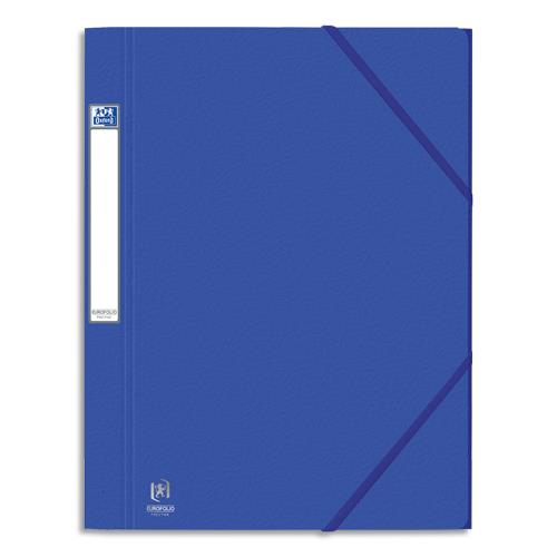 Chemises 3 rabats  lastiques Eurofolio Prestige - carte graine 7/10me - format 24x32 cm - bleu gitane