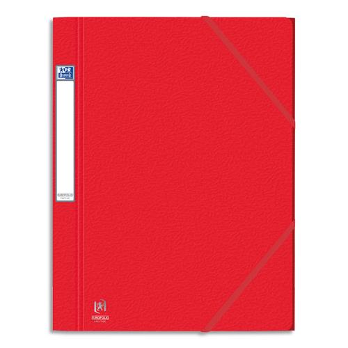 Chemises 3 rabats  lastiques Eurofolio Prestige - carte graine 7/10me - format 24 x 32 cm - rouge
