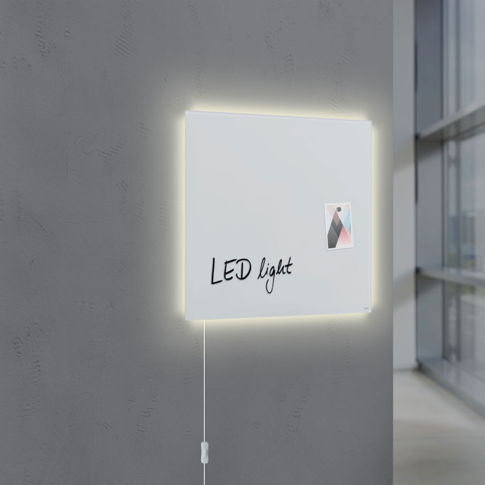Tableau magntique design Sigel Artverum - clairage led - surface en verre tremp ultra-brillant - 48 x 48 cm - blanc