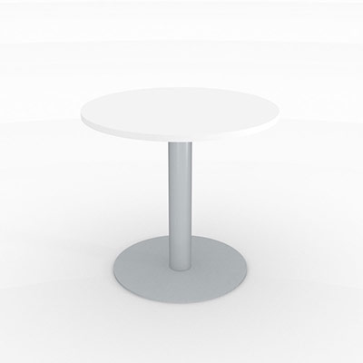 Table ronde Bali diamtre 80 cm - dcor blanc neige - pitement rond finition gris alu