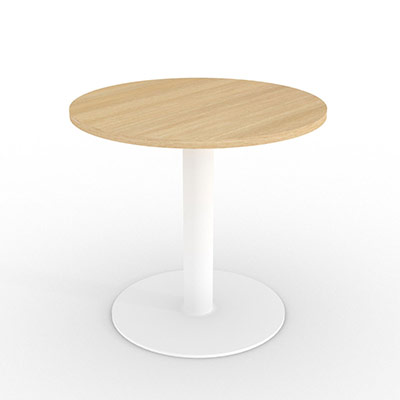 Table ronde Bali diamtre 80 cm - dcor chne clair - pitement rond finition blanc