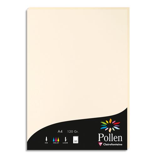 Papier Pollen ivoire - 120 g - format A4 21 x 29,7 cm - paquet de 50 feuilles