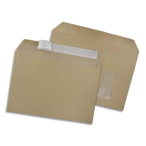 Enveloppe en kraft brun GPV - format 229 x 324 mm - fentre - auto-adhsive - 90 g - boite de 250