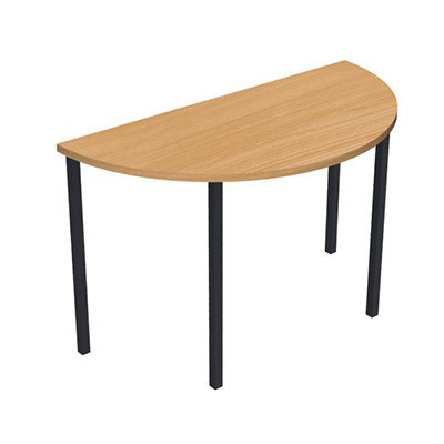 Table polyvalente demi-lune L 120 x P 60 cm - plateau dcor htre saumon pitement finition gris anthracite