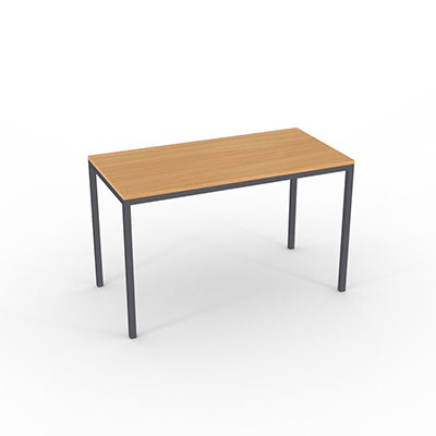 Table polyvalente rectangulaire L 120 x P 60 cm - plateau dcor htre saumon pitement finition gris anthracite