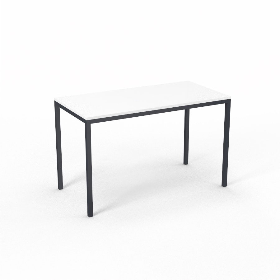 Table polyvalente rectangulaire L 120 x P 60 cm - plateau dcor blanc neige pitement finition gris anthracite
