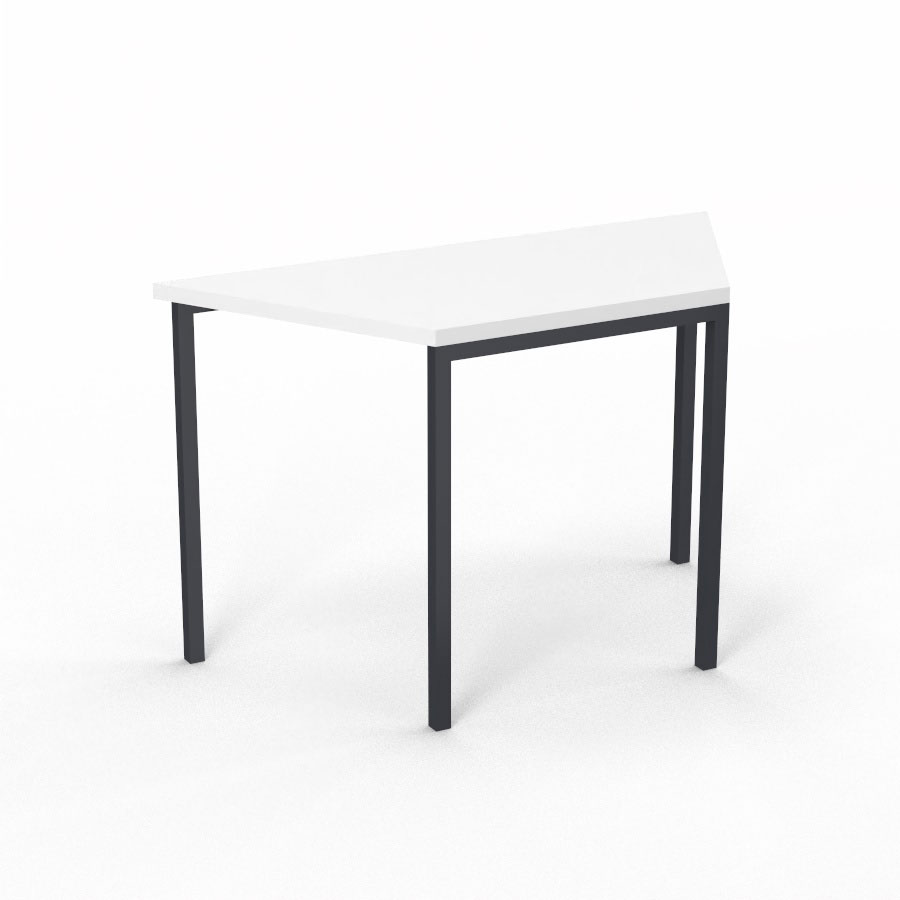 Table polyvalente trapezodale L 120 x P 60 cm - plateau dcor blanc neige pitement finition gris anthracite