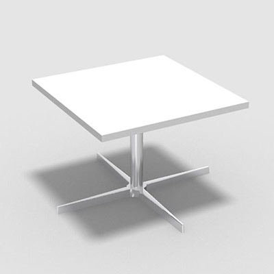 Table basse Star carre L 60 x P 60 cm - plateau dcor blanc neige pitement chrom